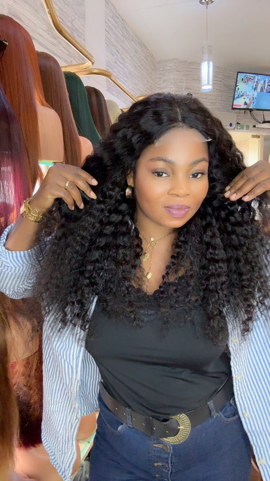 Perruque vrai cheveux ondulés Sans colle en closure 4x4